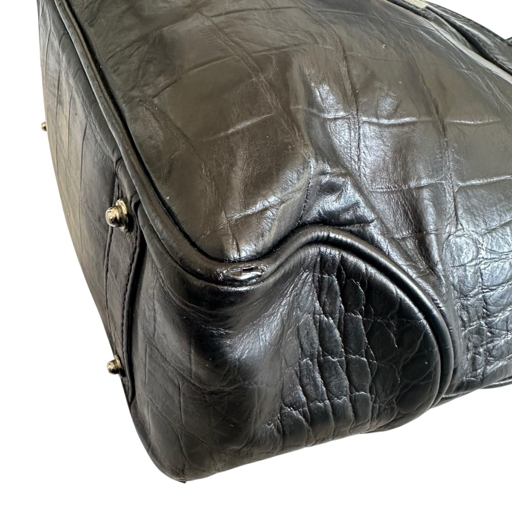 Dooney & Bourke Crocodile Embossed Black Leather Small Tote Shoulder Bag - Picture 8 of 15